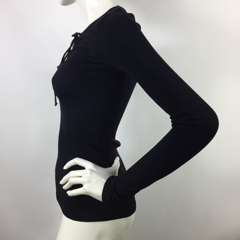 Free People Ribbed Long Sleeve Top Black M/L - Picture 8 of 15